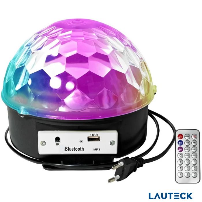 Bola Maluca Globo de Luz Led com Som Bluetooth / USB e Controle Remoto