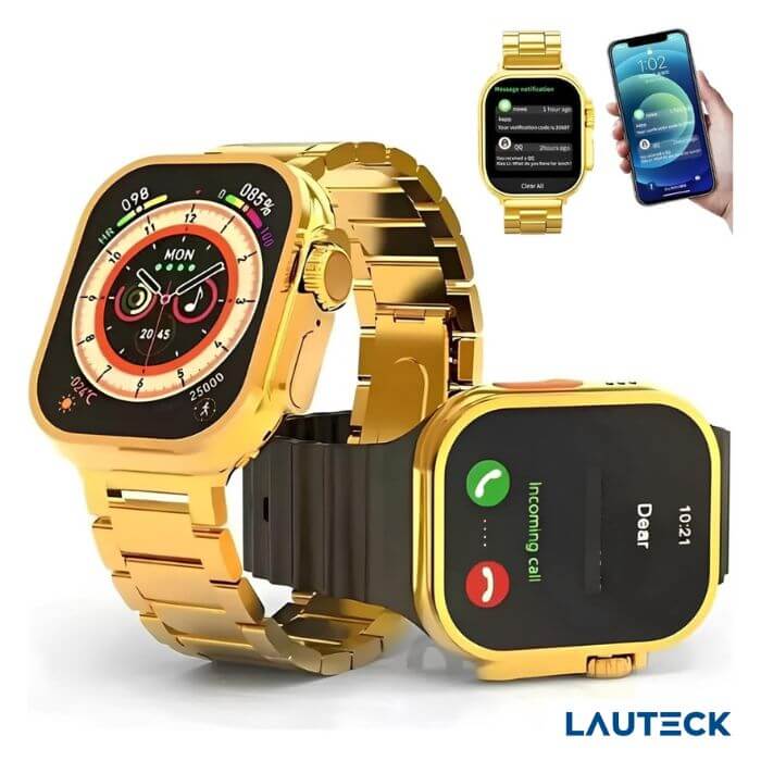 Smartwatch Ultra 9 Mini Gold 24k Dourado Versão Gold Série 9 41mm